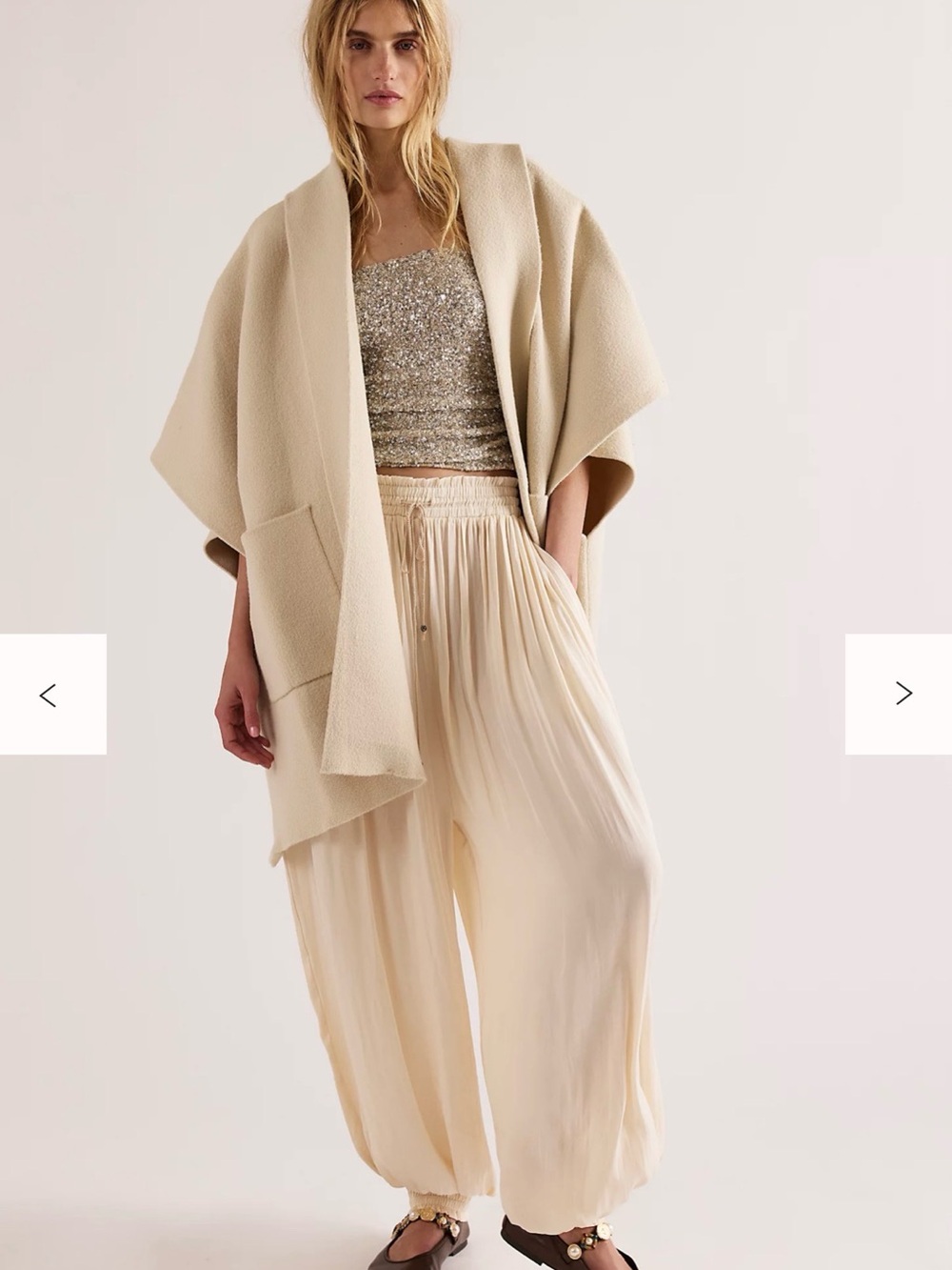 Free People All I Need Cozy Hooded Duster Cream One Size
